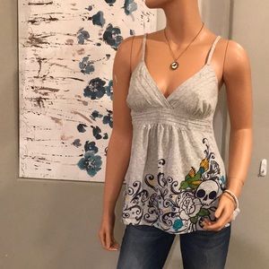 Grey empire waist tank top